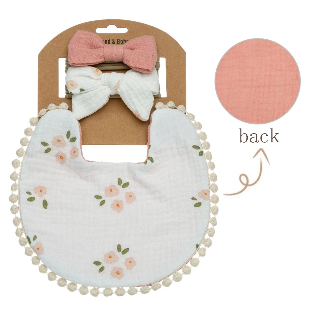 Floral Baby Bib & Headband Set - SweetPeaShop Exclusive