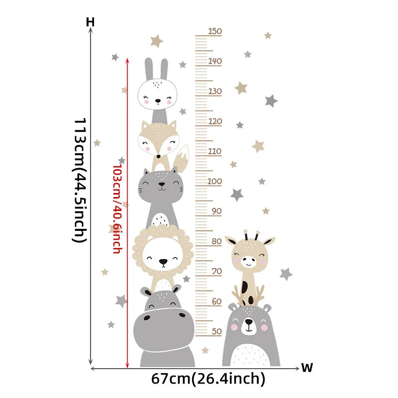 Whimsical Wall Height Chart for Kids – Adorable Baby Room Measuring Ruler - SweetPeaShop