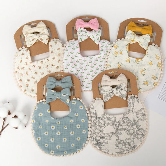 Floral Baby Bib & Headband Set - SweetPeaShop Exclusive