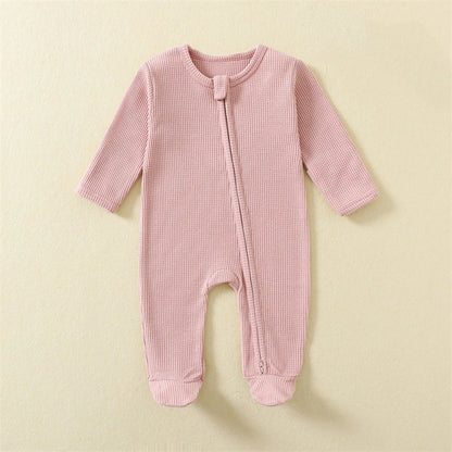 Organic Cotton Baby Romper – Waffle Textured Footed Pajamas - SweetPeaShop