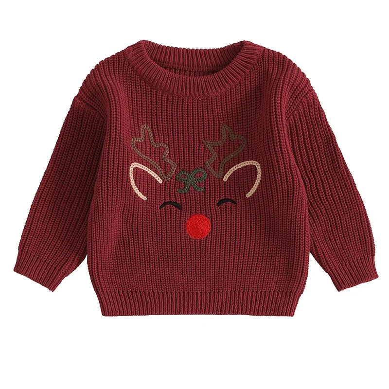 Cozy Reindeer Baby Sweater – Perfect for Winter Warmth and Festive Fun