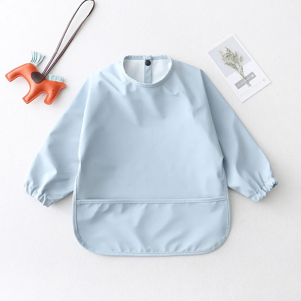 Long-Sleeve Waterproof Baby Bib with Pocket – SweetPeaShop Exclusive