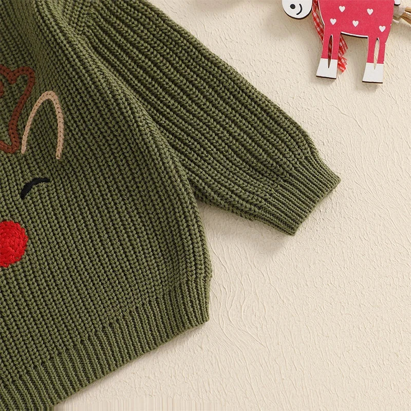 Cozy Reindeer Baby Sweater – Perfect for Winter Warmth and Festive Fun