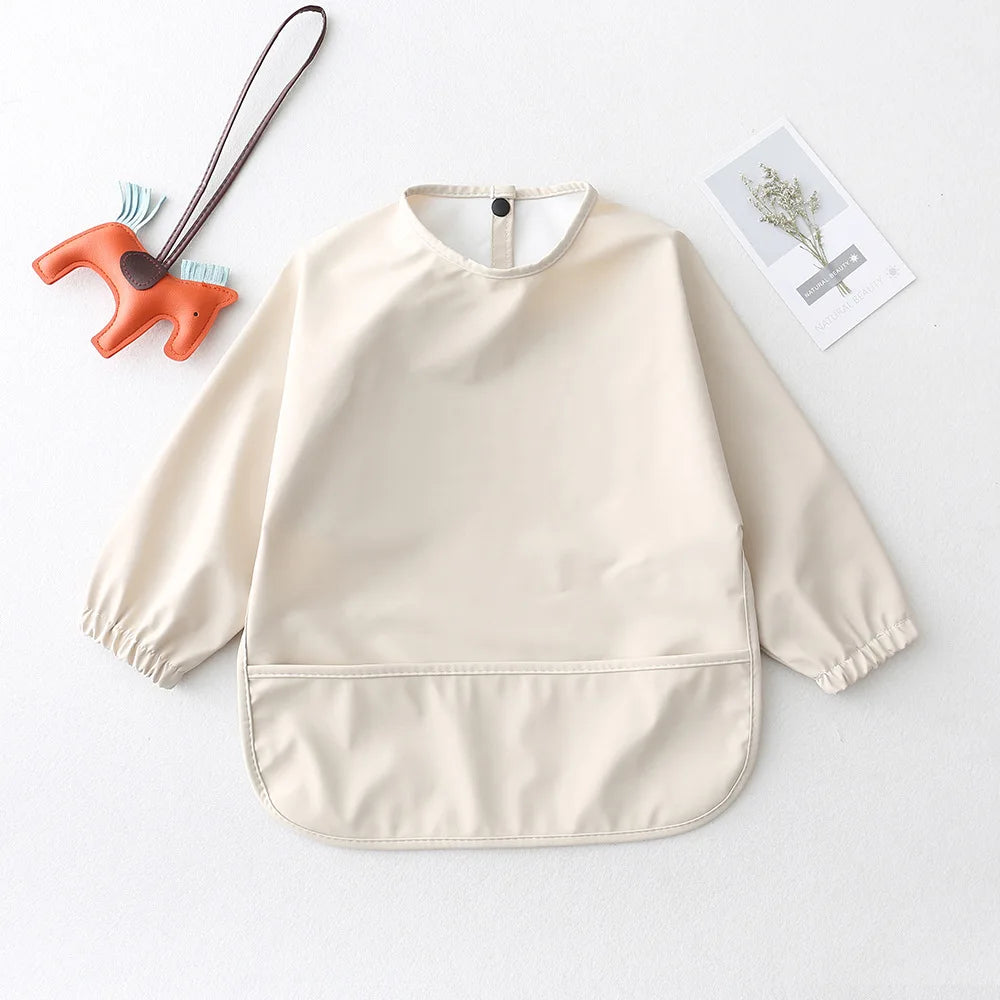 Long-Sleeve Waterproof Baby Bib with Pocket – SweetPeaShop Exclusive