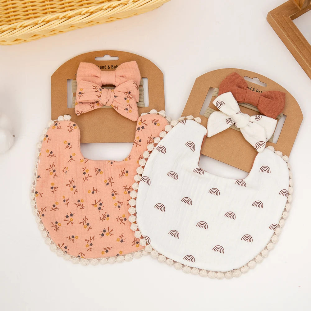 Floral Baby Bib & Headband Set - SweetPeaShop Exclusive