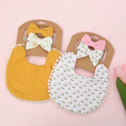 Floral Baby Bib & Headband Set - SweetPeaShop Exclusive