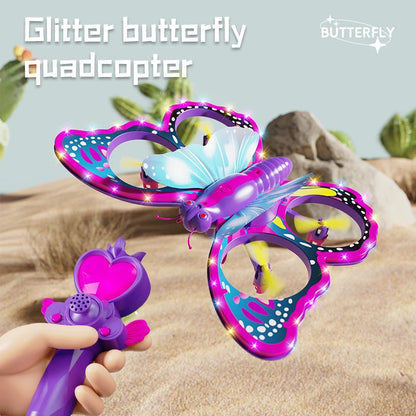 New V40 Glitter Butterfly Remote Control Aircraft 2.4GHz Gravity Sensing Mini Drone RC Quadcopter Children's Toy Gift - SweetPeaShop