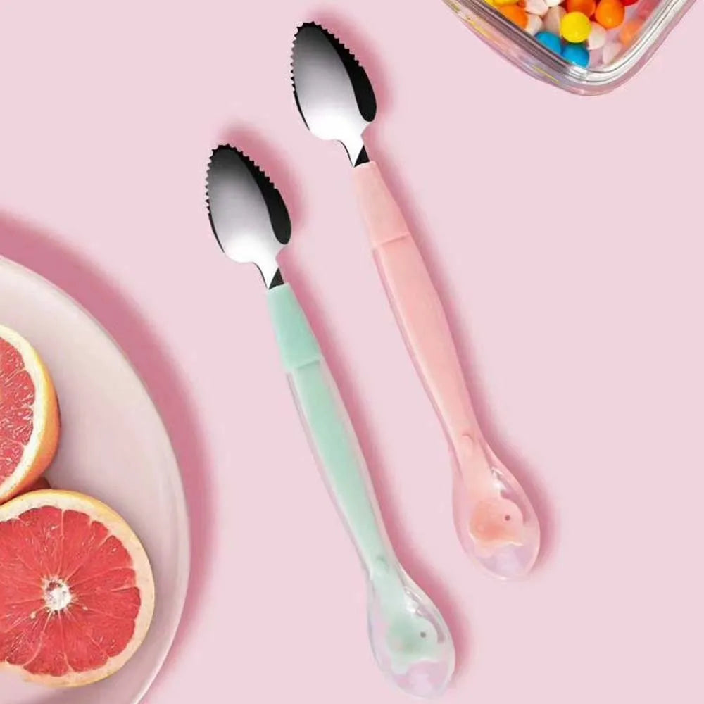 Serrated Stainless Steel Baby Fruit Scraping Spoon – Infant Feeding Gadget