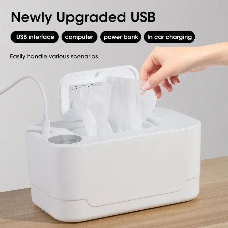 Portable USB Baby Wipe Warmer with LED Display – Perfect for Home & Trave - SweetPeaShop