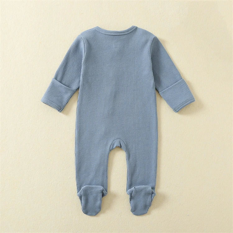 Organic Cotton Baby Romper – Waffle Textured Footed Pajamas - SweetPeaShop