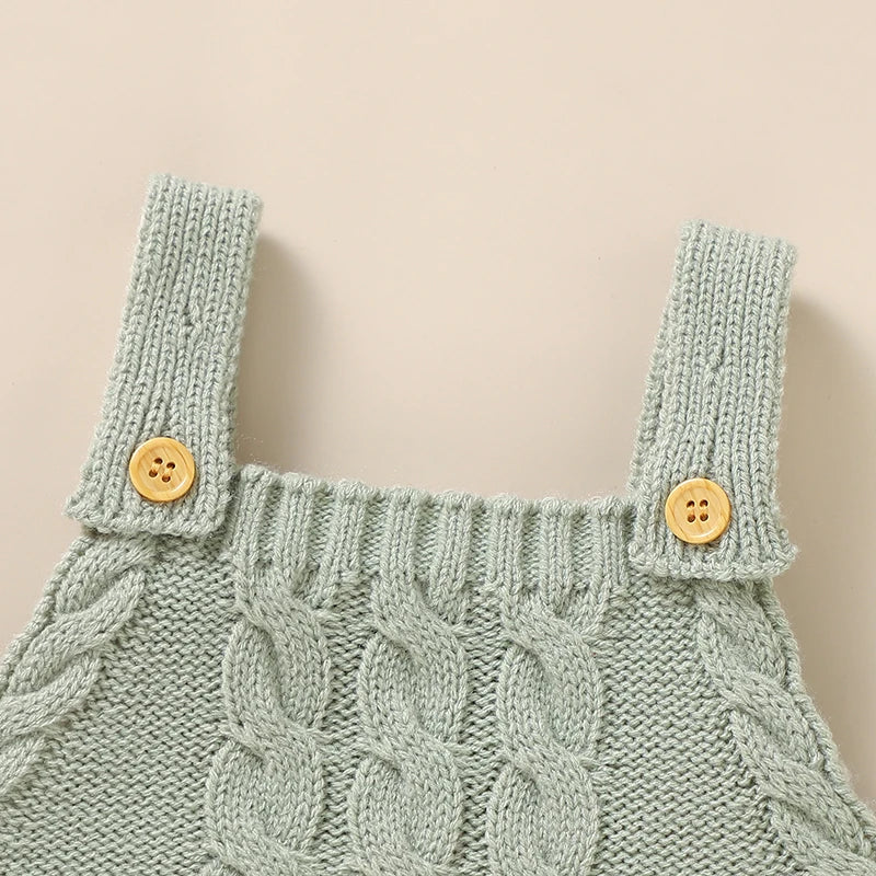 Infant Boys & Girls Knitted Sleeveless Romper - Solid Color Jumpsuit for Newborns, Babies (0-18m) - Cozy Fall & Winter Outfit - SweetPeaShop