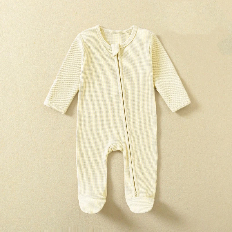 Organic Cotton Baby Romper – Waffle Textured Footed Pajamas - SweetPeaShop