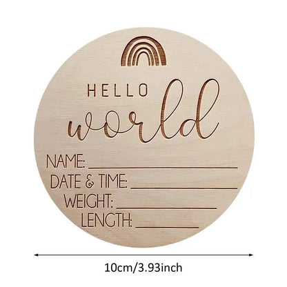 Hello World Baby Birth Announcement Sign – Wooden Milestone Photo Prop - SweetPeaShop