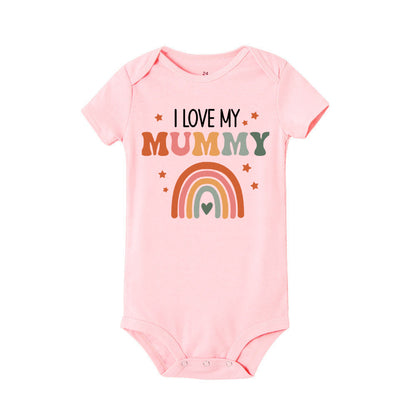 I Love Mummy & Daddy Rainbow Printed Newborn Baby Bodysuit - SweetPeaShop Exclusive