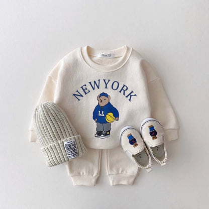 New York Baby Bear Sweatshirt & Cotton Sports Pants Set