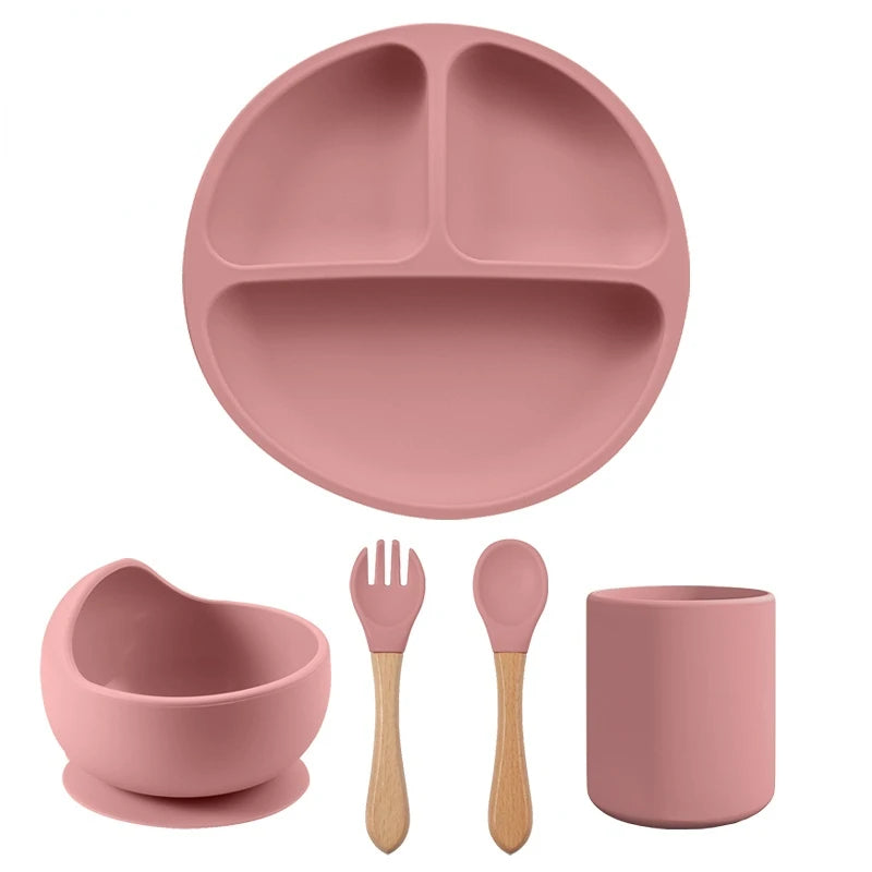 Toddler Feeding Essentials Silicone Set – Divided Plate, Bowl & Utensils - SweetPeaShop