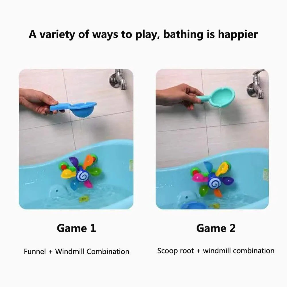 Colorful Waterwheel Bathing Sucker Baby Bath Toy - Water Spray Play Set for Kids - SweetPeaShop