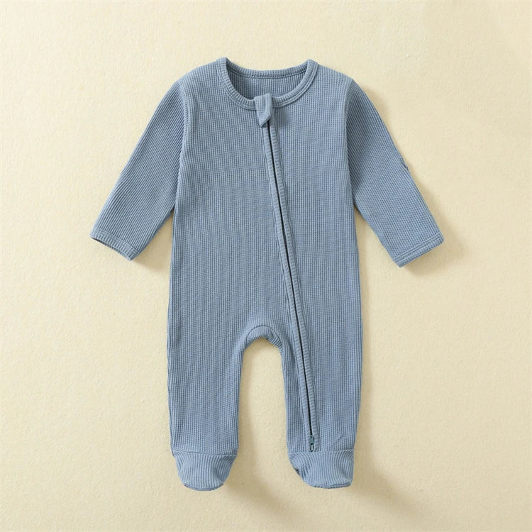 Organic Cotton Baby Romper – Waffle Textured Footed Pajamas - SweetPeaShop