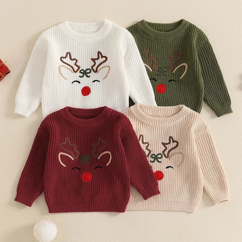 Cozy Reindeer Baby Sweater – Perfect for Winter Warmth and Festive Fun