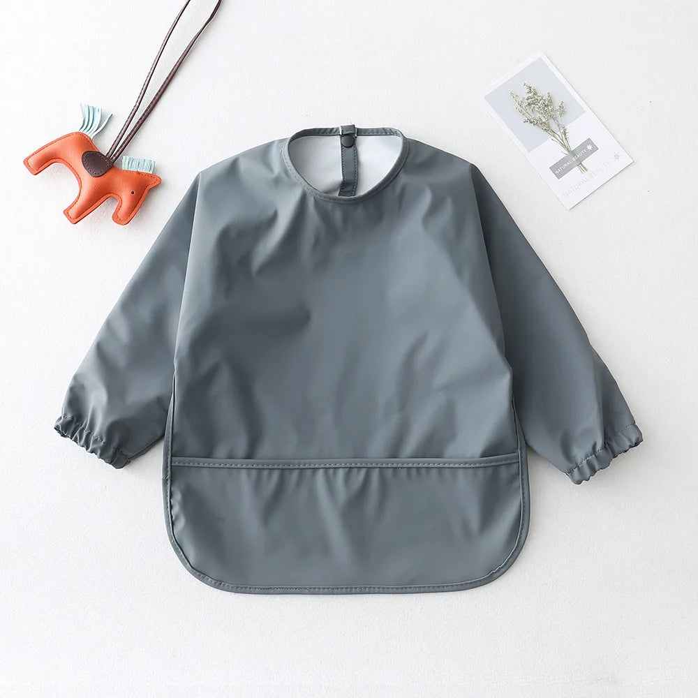 Long-Sleeve Waterproof Baby Bib with Pocket – SweetPeaShop Exclusive