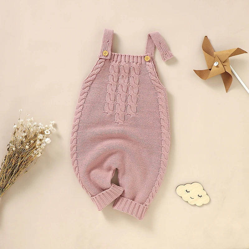 Infant Boys & Girls Knitted Sleeveless Romper - Solid Color Jumpsuit for Newborns, Babies (0-18m) - Cozy Fall & Winter Outfit - SweetPeaShop