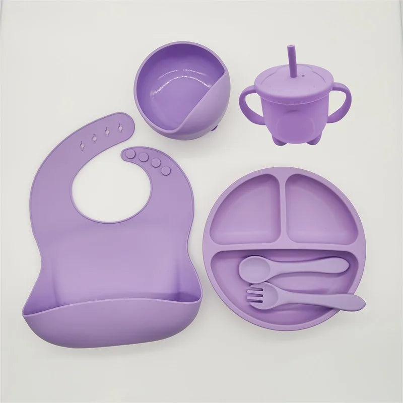 8-Piece Silicone Baby Tableware Set with Suction Cups – BPA-Free, FDA-Certified Baby Feeding Set - SweetPeaShop