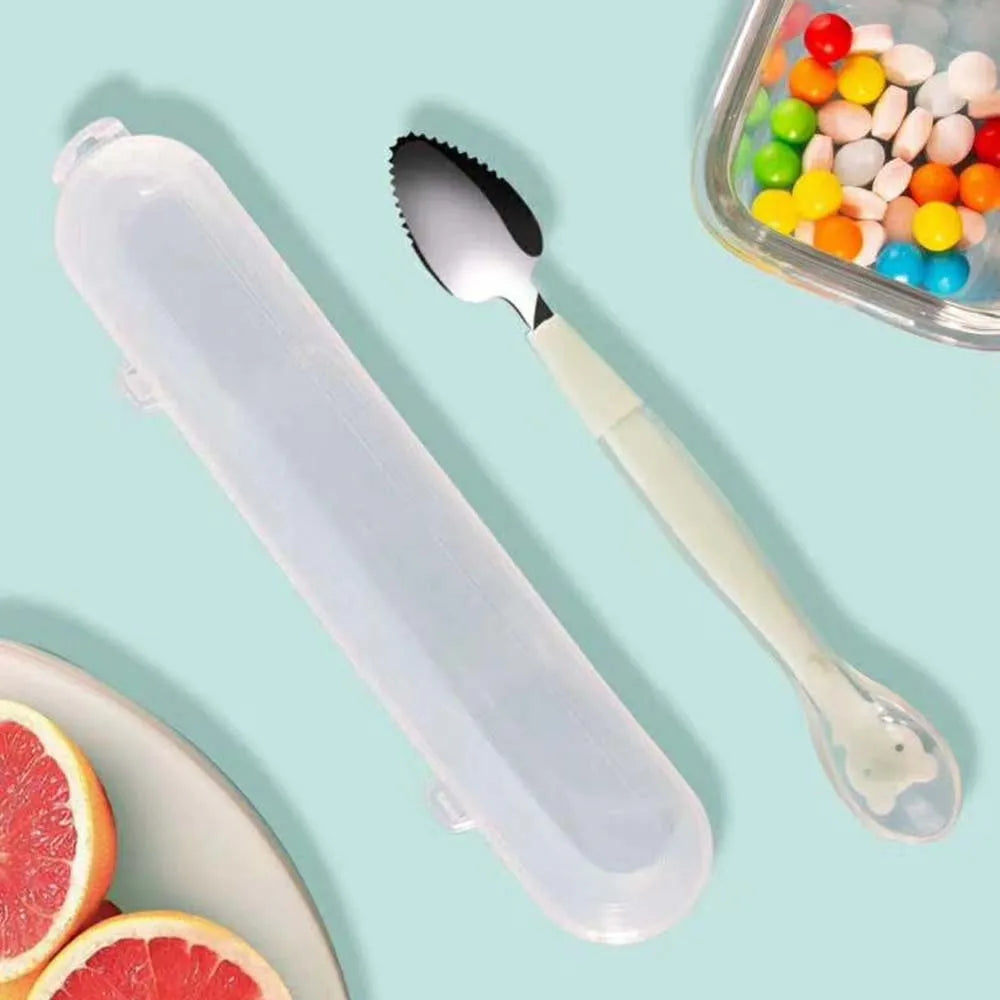 Serrated Stainless Steel Baby Fruit Scraping Spoon – Infant Feeding Gadget