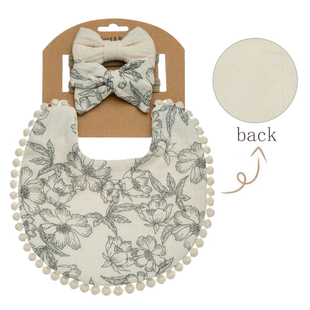 Floral Baby Bib & Headband Set - SweetPeaShop Exclusive