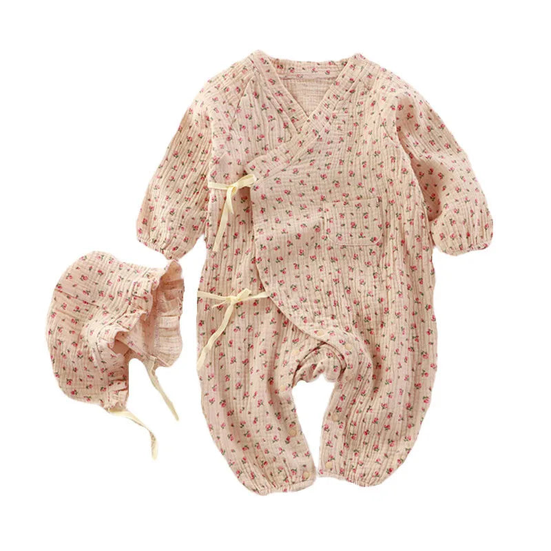 Baby Muslin Cotton Long Sleeve Romper - Unisex Newborn Jumpsuit - SweetPeaShop