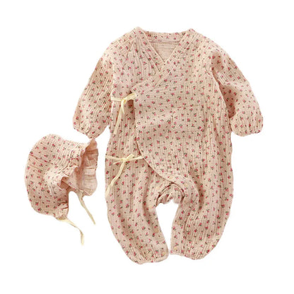 Baby Muslin Cotton Long Sleeve Romper - Unisex Newborn Jumpsuit - SweetPeaShop