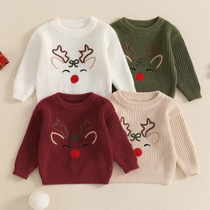 Cozy Reindeer Baby Sweater – Perfect for Winter Warmth and Festive Fun