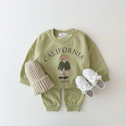 New York Baby Bear Sweatshirt & Cotton Sports Pants Set