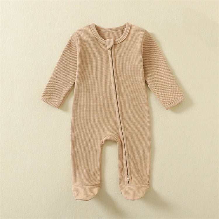 Organic Cotton Baby Romper – Waffle Textured Footed Pajamas - SweetPeaShop