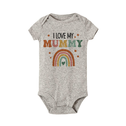 I Love Mummy & Daddy Rainbow Printed Newborn Baby Bodysuit - SweetPeaShop Exclusive