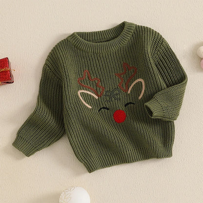 Cozy Reindeer Baby Sweater – Perfect for Winter Warmth and Festive Fun