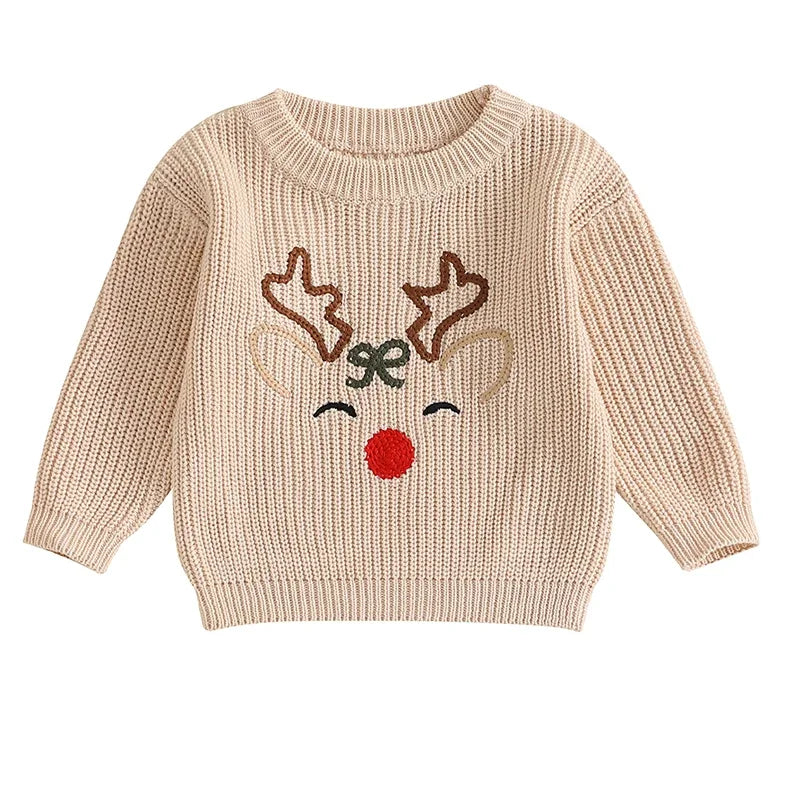 Cozy Reindeer Baby Sweater – Perfect for Winter Warmth and Festive Fun