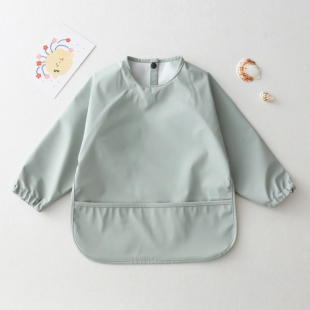 Long-Sleeve Waterproof Baby Bib with Pocket – SweetPeaShop Exclusive