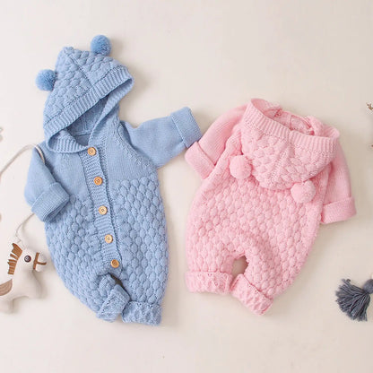 Ear Knit Romper With Hoodie - SweetPeaShop