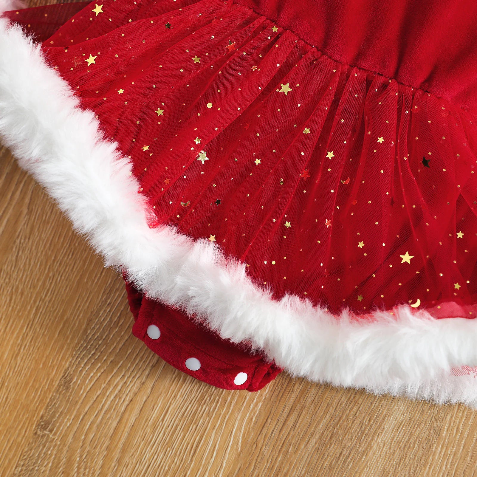 Baby Girl Christmas Romper with Sequin Skirt & Headband - SweetPeaShop